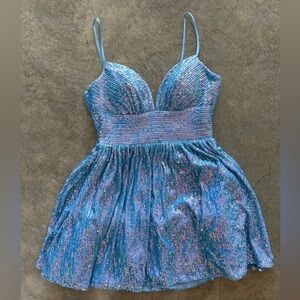 B Darlin Light Blue Satin Dress